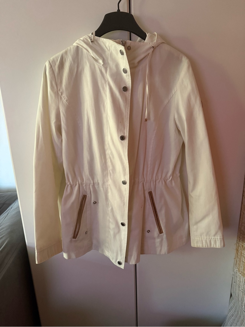Ralph Lauren Cream Hooded Utility Jacket with Contrast Trim